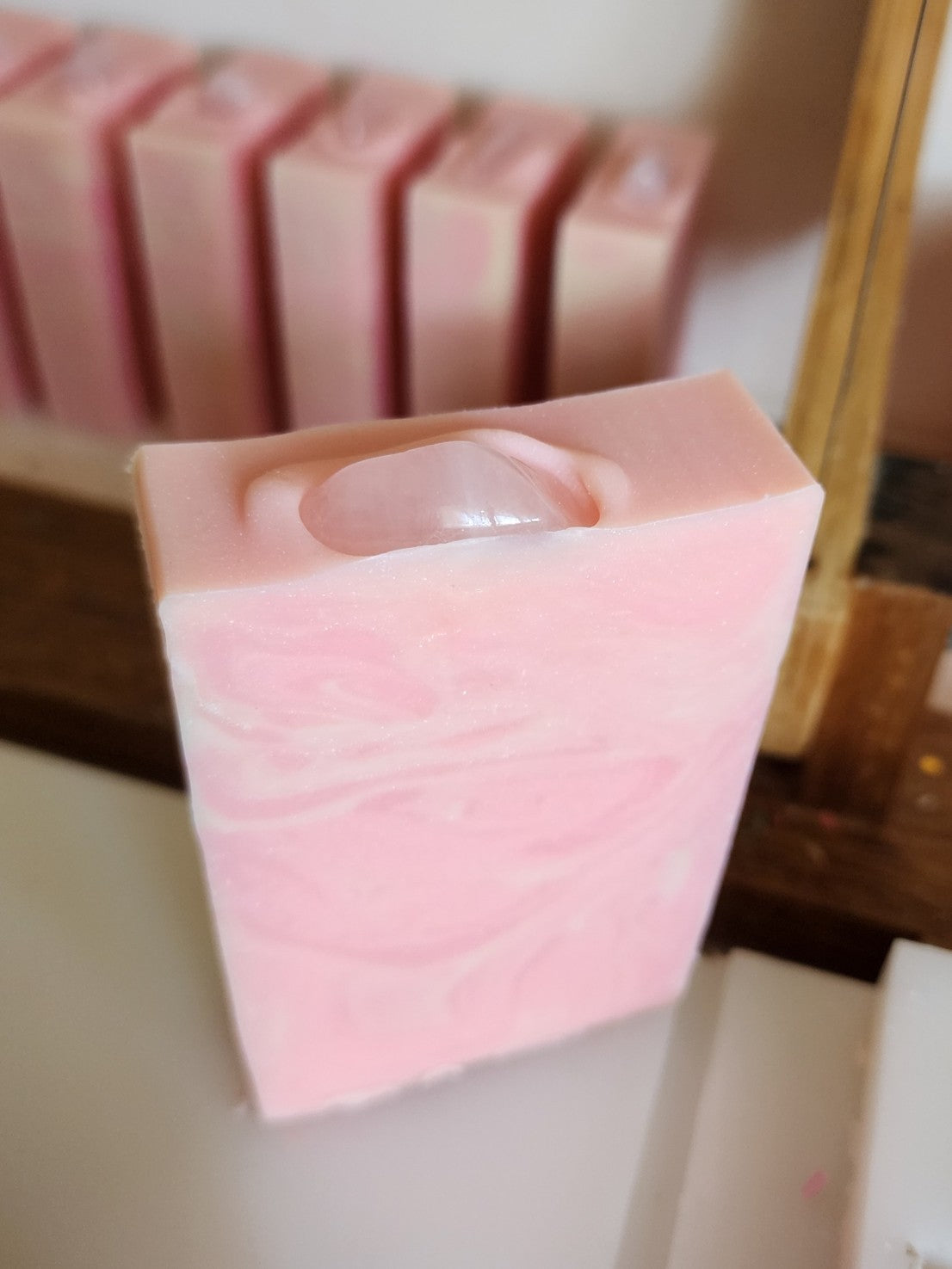 Rose Quartz Crystal Handmade Soap