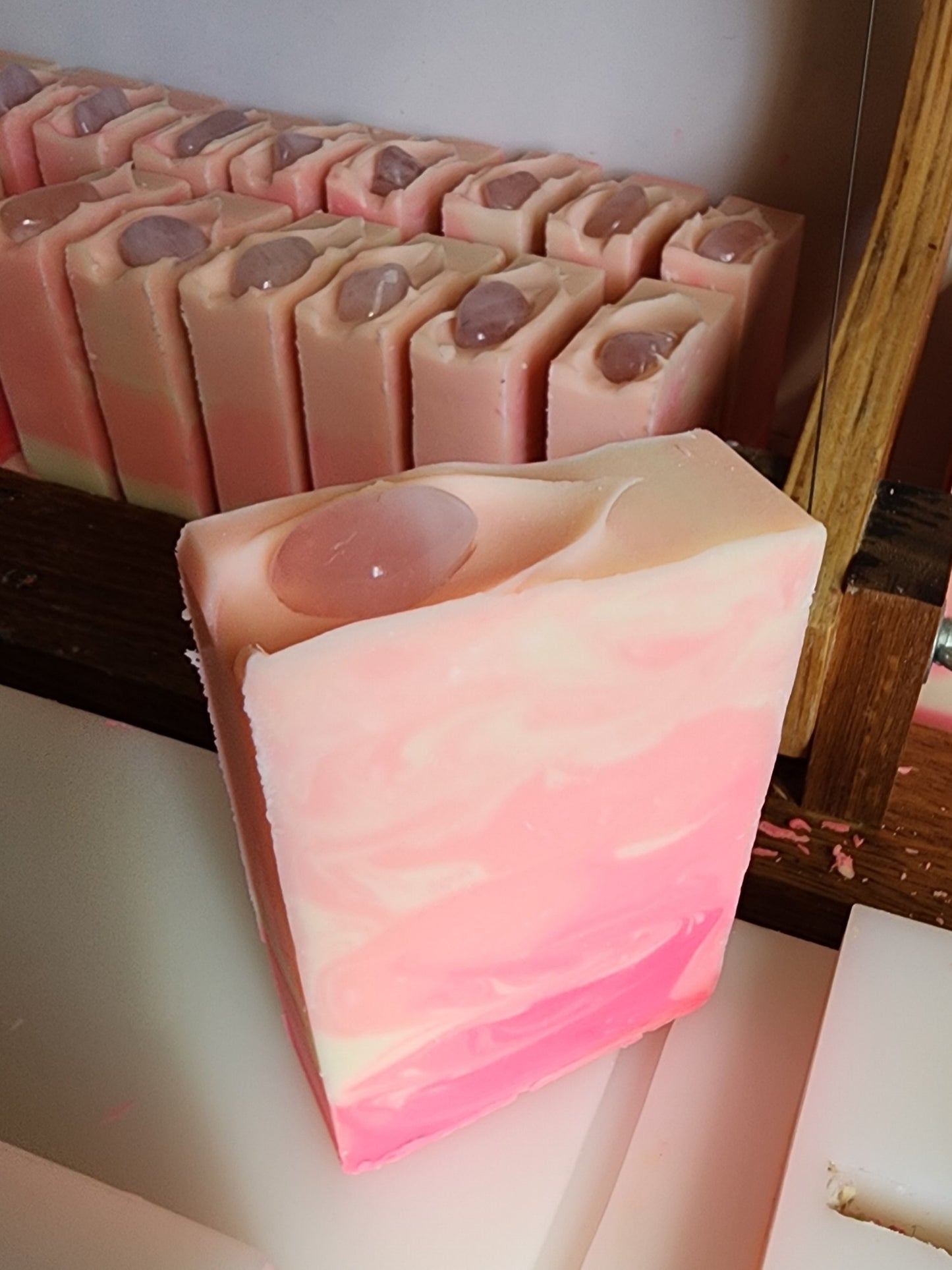 Rose Quartz Crystal Handmade Soap