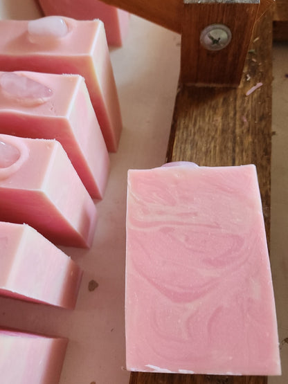 Rose Quartz Crystal Handmade Soap