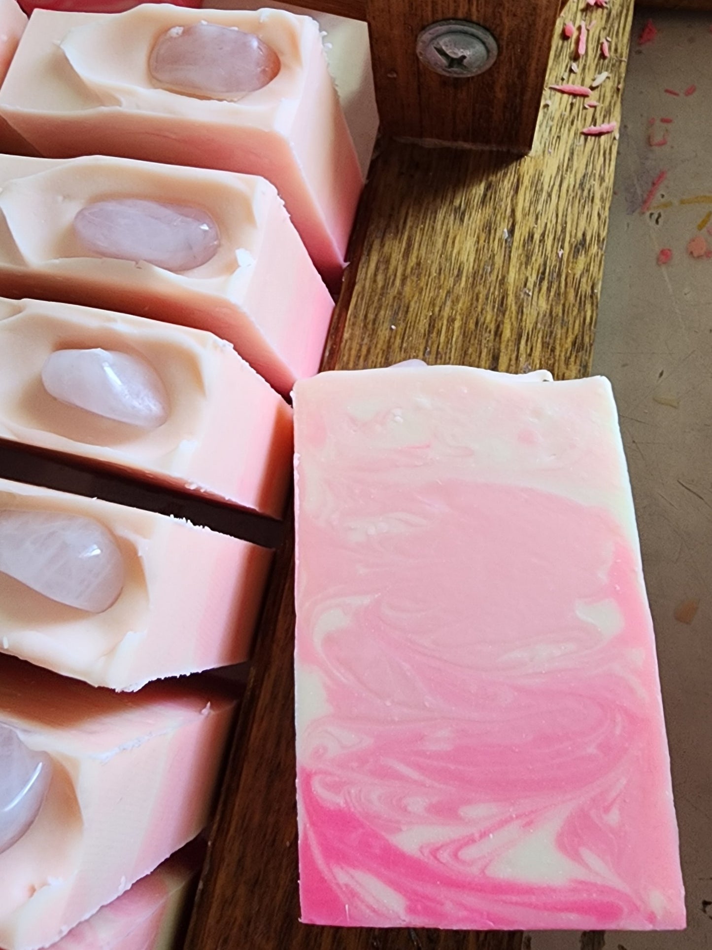 Rose Quartz Crystal Handmade Soap