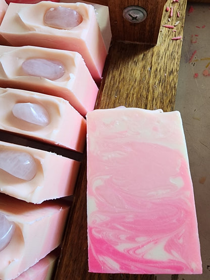 Rose Quartz Crystal Handmade Soap