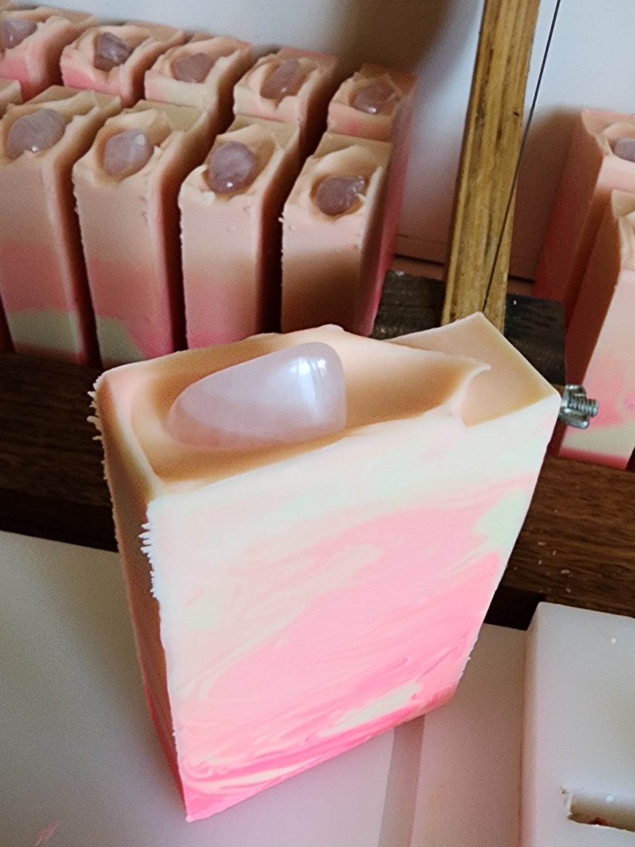 Rose Quartz Crystal Handmade Soap