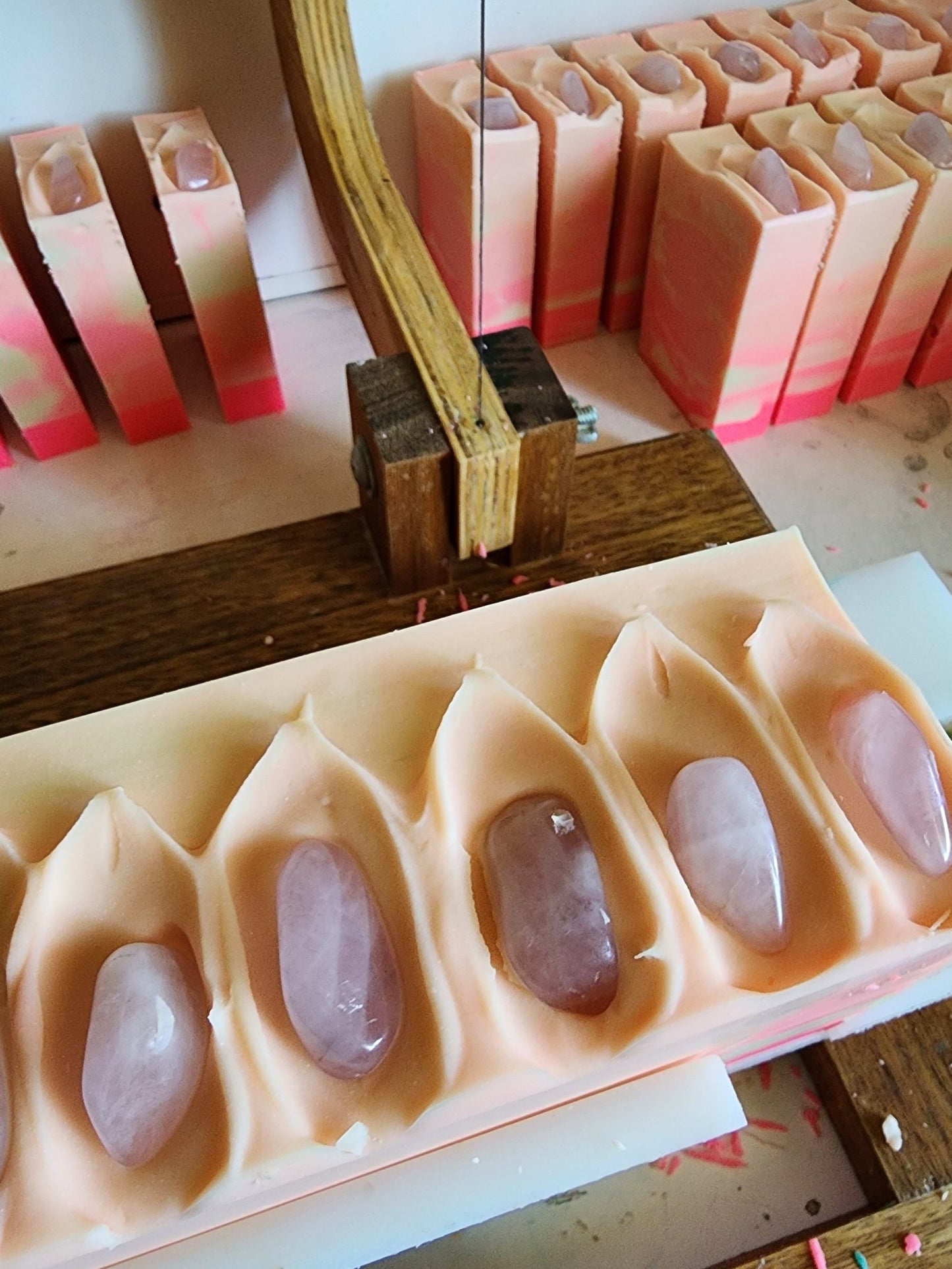 Rose Quartz Crystal Handmade Soap
