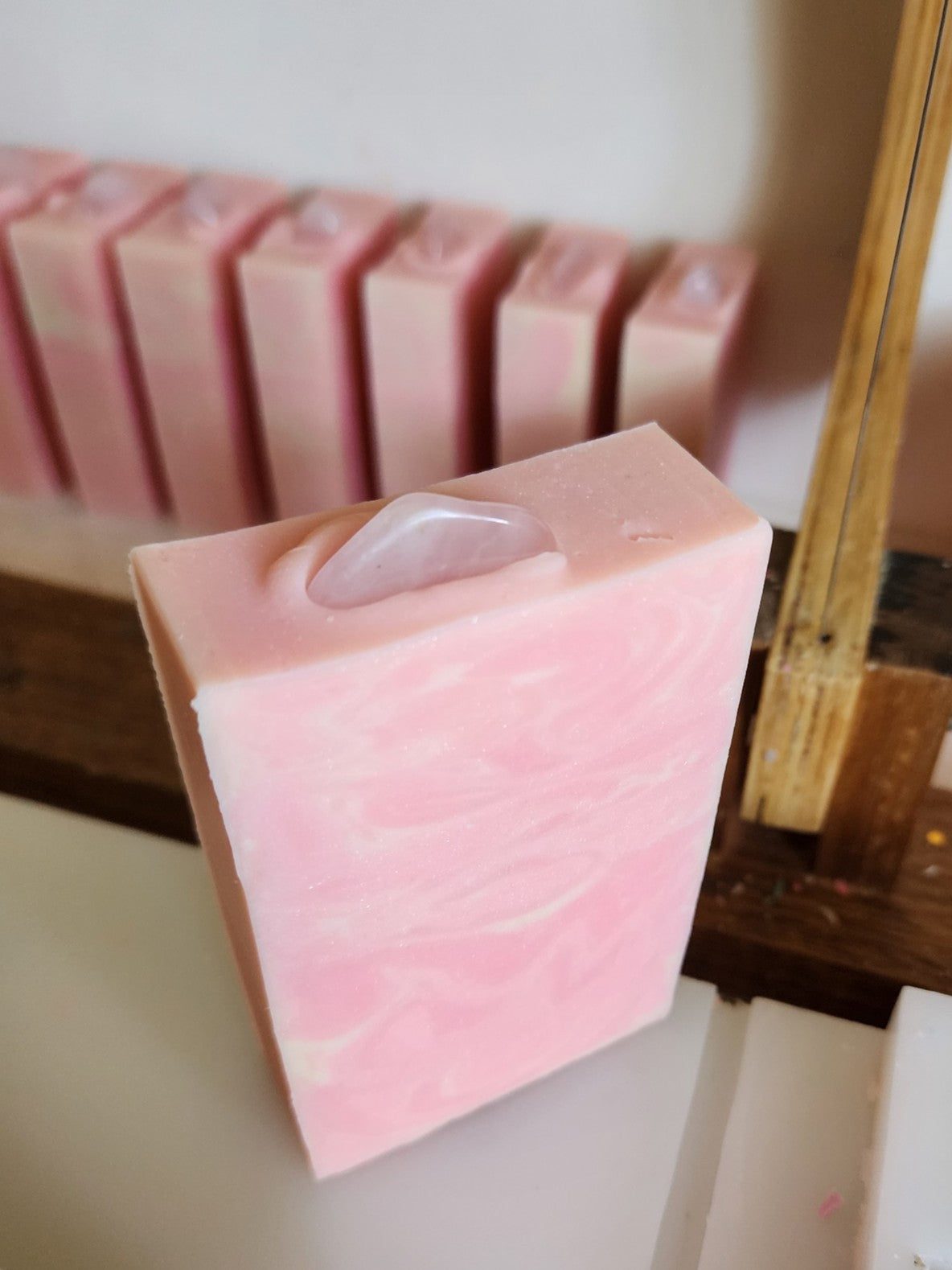 Rose Quartz Crystal Handmade Soap
